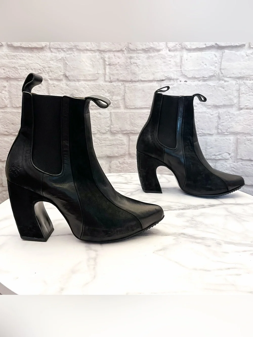 John Fluevog Fast Cars Le Mans Platform Chelsea Boots Black 8 EUC
